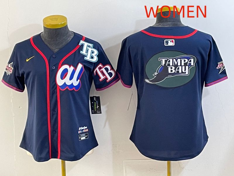 Women 2025 Tampa Bay Rays Blank Drak Blue All star Nike MLB Jersey style 04
